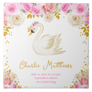 Swan Pink und Gold Rose Birnenstatistik Fliese