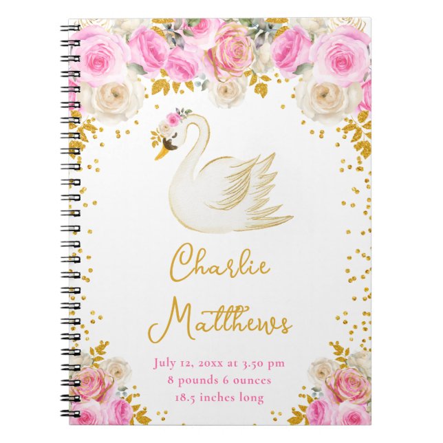 Swan Pink und Gold Rose Birnenstatistik Notizblock (Vorderseite)