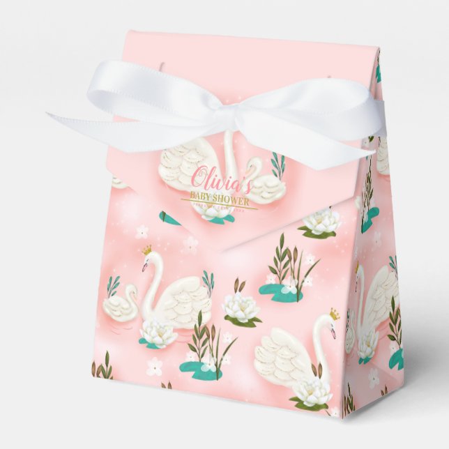 Swan Pond Gold Pink Baby Dusche Geschenkschachtel (Vorderseite)