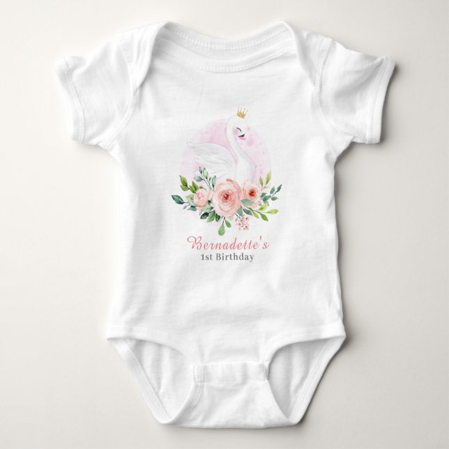 Swan Princess 1. Geburtstag Baby Bodysuit Baby Strampler (Vorderseite)