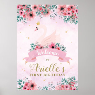 Swan Princess Affiche de bienvenue de fête d'anniv