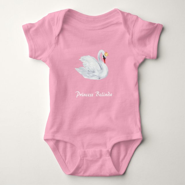 Swan Princess and Baby's Name Baby Bodysuit Baby Strampler (Vorderseite)