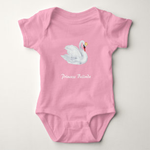 Swan Princess and Baby's Name Baby Bodysuit Strampler