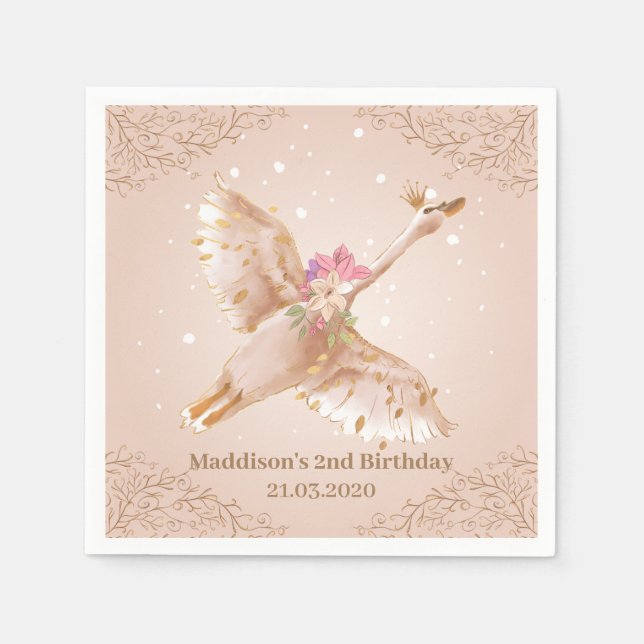 Swan Princess Baby Shower Party Serviette (Vorderseite)