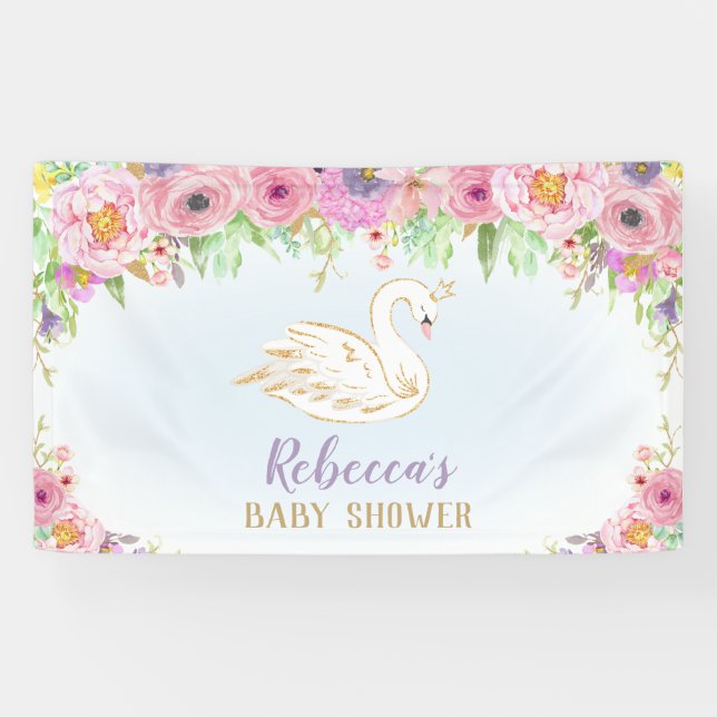 Swan Princess Babydusche Hintergrund Wanddekor Banner (Horizontal)