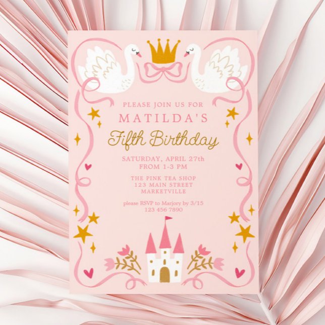 Swan Princess Birthday Einladung (Von Creator hochgeladen)