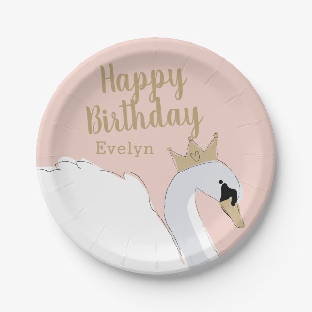 Swan Princess Birthday Party Pappteller (Vorderseite)