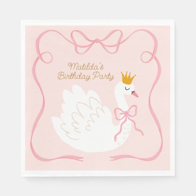 Swan Princess Birthday Serviette (Vorderseite)