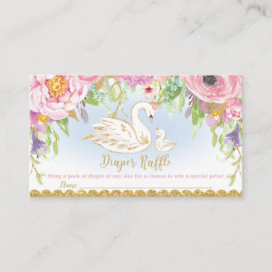 Swan Princess Diaper Raffle Floral Baby Girl Begleitkarte