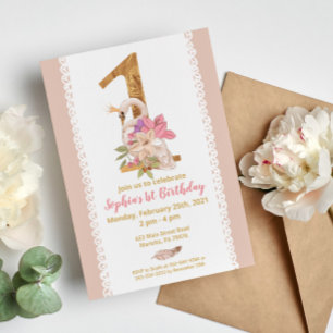 Swan Princess Einladung zum 1. Geburtstag