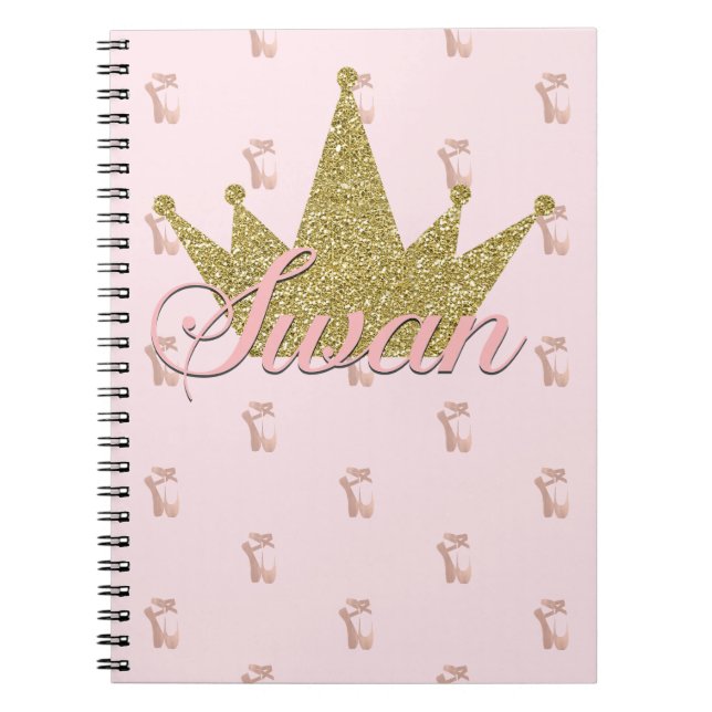 Swan Princess Gold Glitzer Crown Glam Notizblock (Vorderseite)