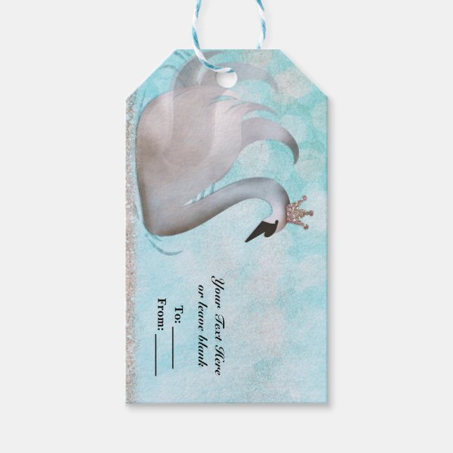Swan Princess Imitate Gold Glitzer Chic Fairy Tale Geschenkanhänger (Vorderseite)