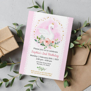 Swan Princess Invitation de fête d'anniversaire