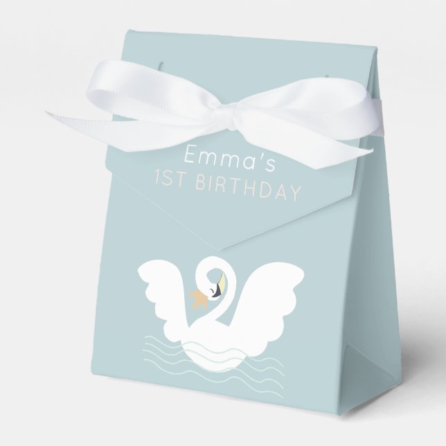 Swan Princess Modern Blue Girl Birthday Geschenkschachtel (Vorderseite)