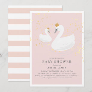 Swan Princess Pink Baby Dusche Einladung