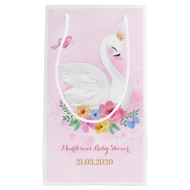 Swan Princess Pink Girl Birthday Baby Dusche Kleine Geschenktüte (Vorderseite)