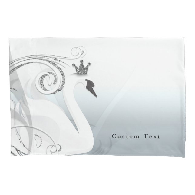 Swan Princess Silver & White Elegante Märchen Kissenbezug (Vorderseite)