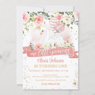 Swan Princess zum Geburtstag Einladung mit Balloon