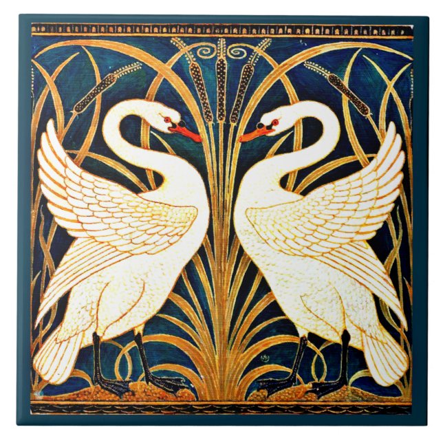 Swan, Rush und Iris, Fliese (Vorderseite)