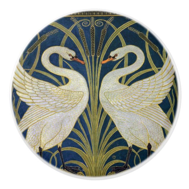 Swan, Rush und Iris von Walter Crane Keramikknauf (Vorderseite)