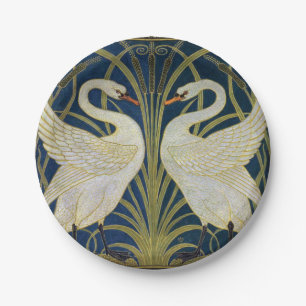 Swan, Rush und Iris von Walter Crane Pappteller