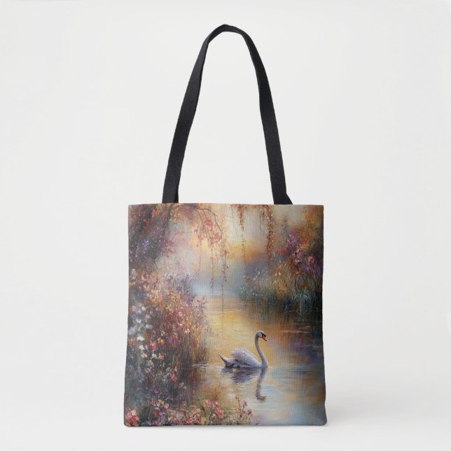 Swan Rustic Impressionist Malerei Tasche (Vorderseite)
