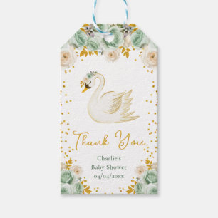 Swan Sage Green Gold Rose Kinderdusche Vielen Dank Geschenkanhänger