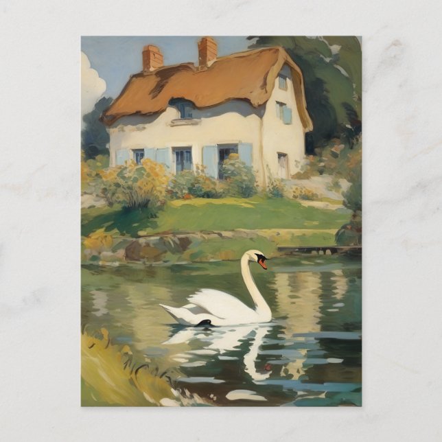 Swan Schwimmen in einem Teich Postkarte (Vorderseite)