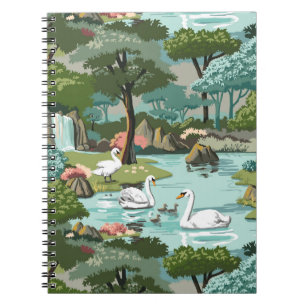 Swan See-Retro Art-Farbe durch Zahl Notizblock