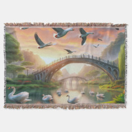Swan Serenade Woven Throw Decke