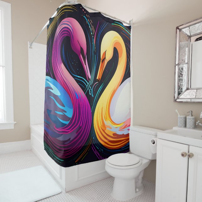 Swan Stached Glass Mosaic Badezimmer Duschvorhang (Beispiel)