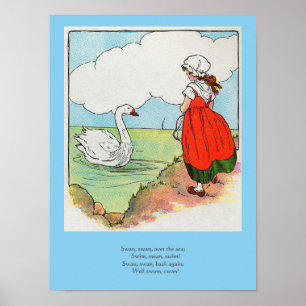 Swan, Swan Over Sea Mother Gänse Kinderzimmer Rhym Poster
