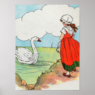 Swan, Swan Over Sea Mother Gänse Kinderzimmer Rhym Poster
