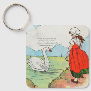 Swan, Swan Over Sea Mother Gänse Kinderzimmer Rhym Schlüsselanhänger