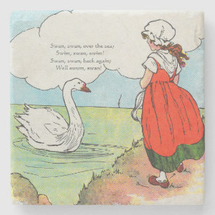 Swan, Swan Over Sea Mother Gänse Kinderzimmer Rhym Steinuntersetzer