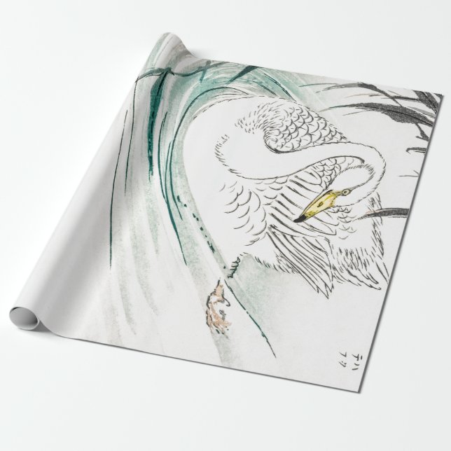 SWAN SWIMMING JAPANESE PRINT Wrapping Paper Geschenkpapier (Ungerollt)