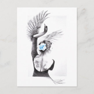 Swan tanzende Frau Ballett Surreal zeichnend Kunst Postkarte