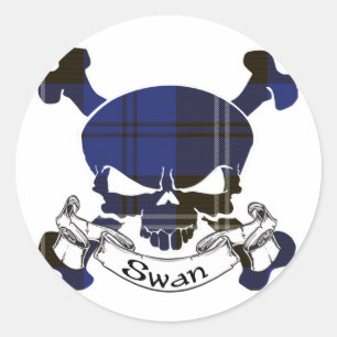 Swan Tartan Skull Runder Aufkleber