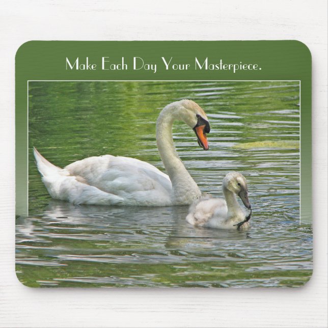 Swan und Cygnet in Wasser Mousepad (Vorne)