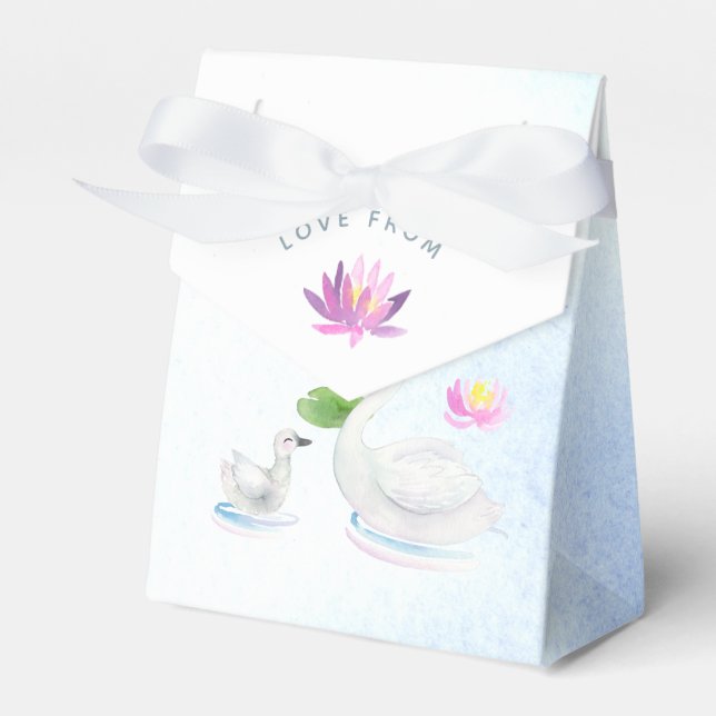Swan Watercolor Babydusche Geschenkschachtel (Vorderseite)