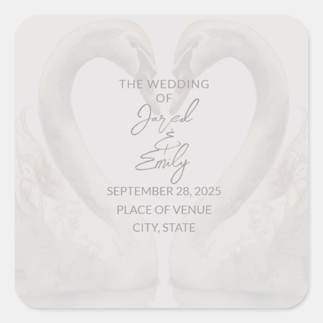 Swan Wedding Custom Text Sticker (Vorderseite)