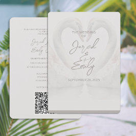 Swan Wedding Einladung mit QR Code