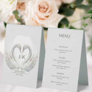 Swan Wedding Menu Table Zent Sign Tischaufsteller