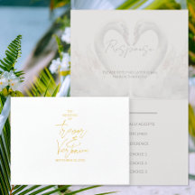 Swan Wedding RSVP Meal Choice Foil Card