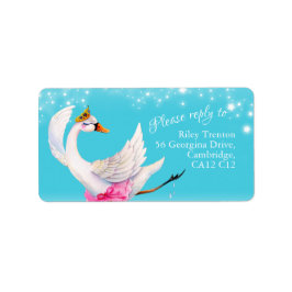 Swan whimsy Aquarell Antwort-Adressetiketten Adressaufkleber