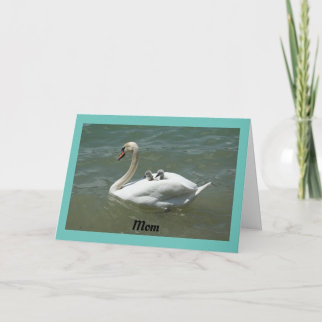 Swan with Babies Mother's Day Card Karte (Vorderseite)