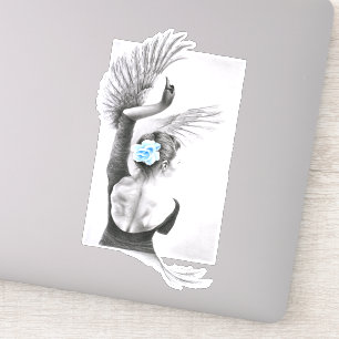 Swan Woman Dancer Elegante Ballet Surreal Art Aufkleber