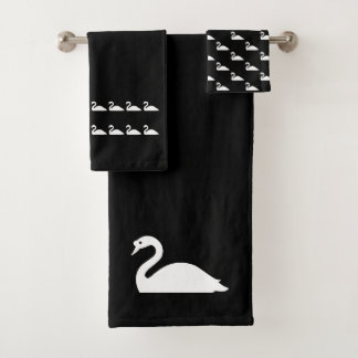 Swane Bath Schwarz-Weiß-Handtuch-Set Badhandtuch Set