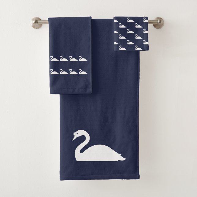 Swane BathOcean Blue & White Handtuch Set (Insitu)