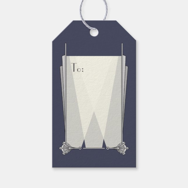 Swanky Art Deco in Blue Geschenkanhänger (Vorderseite)